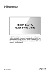 Hisense 65U8G Quick Setup Guide
