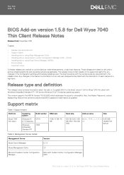 Dell Wyse 7040 BIOS Add-on version 1.5.8 for Thin Client Release Notes