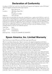 Epson PowerLite Pro Z8050WNL Warranty Statement