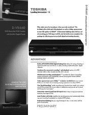 Toshiba D-VR660 Printable Spec Sheet