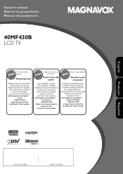 Magnavox 40MF430B User manual,  English (US)