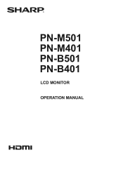 Sharp PN-M401 PN-B401 | PN-B501 | PN-M401 | PN-M501 Operation Manual