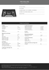 Frigidaire GCCG3048AB Product Specifications Sheet