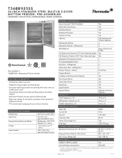Thermador T36BB925SS Product Spec Sheet