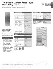 Bosch B30IR900SP Product Spec Sheet