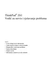 Lenovo ThinkPad Z61m (Croatian) Service and Troubleshooting Guide