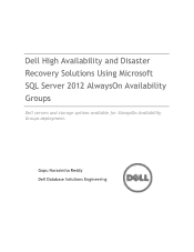 Dell PowerEdge EL Dell High Availability and Disaster Recovery Solutions Using Microsoft SQL Server 2012 AlwaysOn