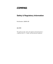 HP D315 Safety & Regulatory Information, Compaq D315