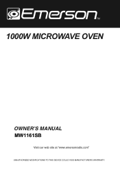 Emerson MW1161SB Owners Manual
