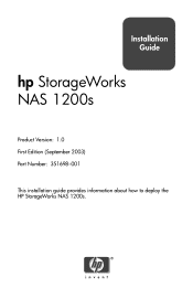 HP StorageWorks 1200s HP StorageWorks NAS 1200s V1.0 Installation Guide (April 2004)