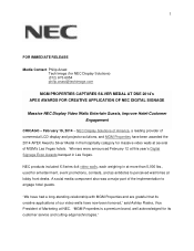 NEC X462UNV-TMX4P 2014 DSE APEX Award Press Release