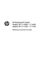 HP 17-ac100 17-x099 Models: 17-x100 - 17-x199 - Maintenance and Service Guide
