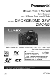 Panasonic DMC-G3KK DMCG3K User Guide