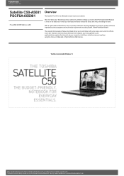 Toshiba Satellite C50 PSCF6A-055001 Detailed Specs for Satellite C50 PSCF6A-055001 AU/NZ; English