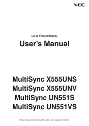 NEC UN551VS-TMX9P Users Manual