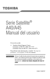 Toshiba Satellite A40-S2001 Spanish  Users Guide for Satellite A40/A45 (Español)
