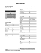 Frigidaire FFRE103WAE Product Specifications Sheet