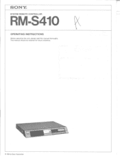 Sony RM-S410 Operating Instructions