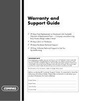 HP Presario SR1600 Warranty and Support Guide - 90 days