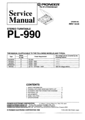 Pioneer PL 990 Service Manual