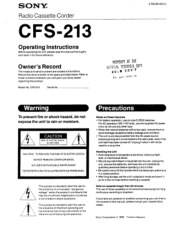 Sony CFS-213 Users Guide