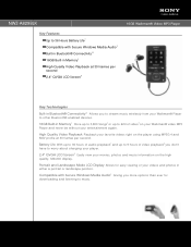 Sony NWZ-A829BLK Marketing Specifications (Black Model)