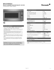 Thermador MU30WSU Product Spec Sheet