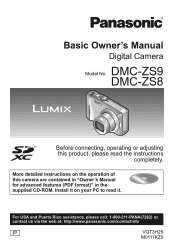 Panasonic DMC-ZS8K DMCZS8 User Guide