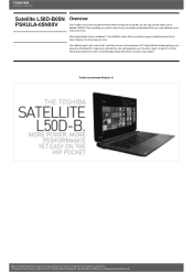 Toshiba Satellite L50 PSKULA-05N00V Detailed Specs for Satellite L50 PSKULA-05N00V AU/NZ; English