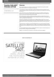 Toshiba Satellite S40 PSKHEA Detailed Specs for Satellite S40 PSKHEA-00T008 AU/NZ; English