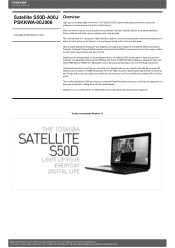 Toshiba S50 PSKKWA-00J006 Detailed Specs for Satellite S50 PSKKWA-00J006 AU/NZ; English