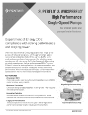 Pentair WhisperFlo High Performance Pump WhisperFlo High Performance Pump 2021 DOE Compliant Models -- English