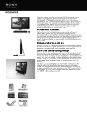 Sony VPCL23AFX Marketing Specifications (Black)