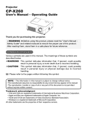 Hitachi X260 User Manual