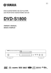 Yamaha DVD-S1800 Owner's Manual