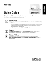 Epson PictureMate 400 - PM400 Quick Guide and Warranty