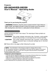 Hitachi ED-X8250 User Manual