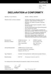 Garmin Nuvi 765T Declaration of Conformity