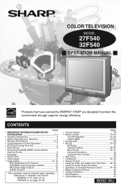 Sharp 27F540 27F540|32F540 Operation Manual