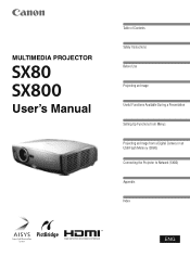 Canon REALiS SX80 REALiS SX800 User Manual