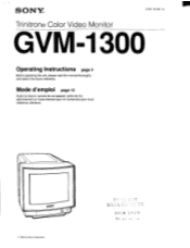 Sony GVM-1300 Operating Instructions