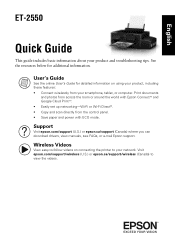 Epson ET-2550 Quick Guide and Warranty