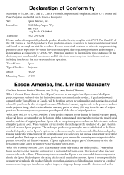 Epson VS400 Warranty Statement