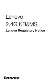 Lenovo B545 Lenovo 2.4G KB&MS Lenovo Regulatory Notice