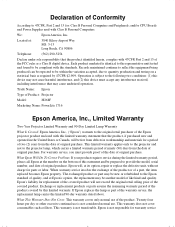 Epson PowerLite 1716 Warranty Statement