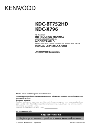 Kenwood KDC-BT752HD Instruction Manual