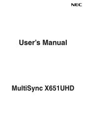 NEC X651UHD User's Manual