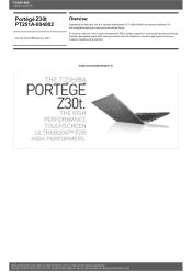Toshiba Z30 PT251A-004002 Detailed Specs for Portege Z30 PT251A-004002 AU/NZ; English