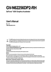 Gigabyte GV-N62256DP2-RH Manual