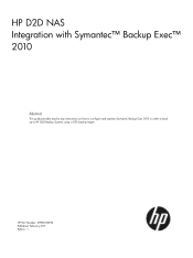 HP D2D .D2D NAS Integration with Symantec Backup Exec 2010 (EH985-90932, March 2011)